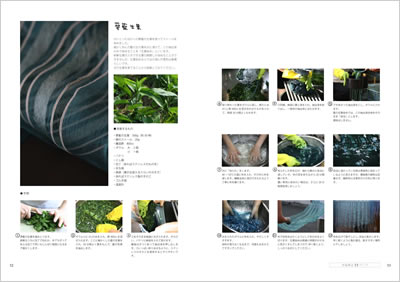 『よしおか工房に学ぶ はじめての植物染め』蓼藍生葉染めの例 (p52) 『よしおか工房に学ぶ はじめての植物染め』蓼藍生葉染めの例 (p52)
