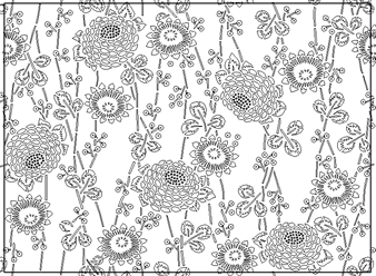 和風デザイン「萩に菊」アウトライン画像